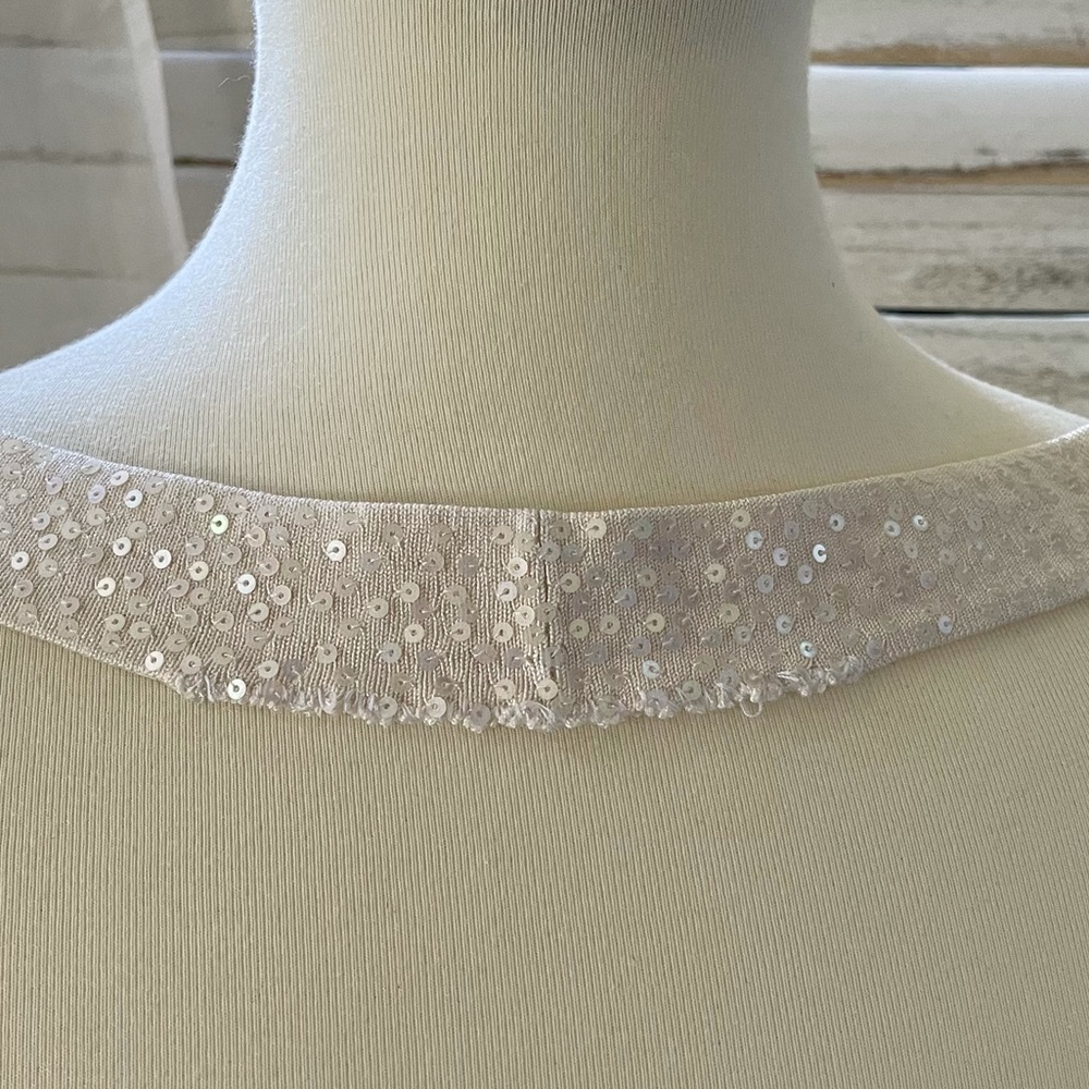 BCBG Sequin Trim V-Neck Knit Top - Picture 8 of 8